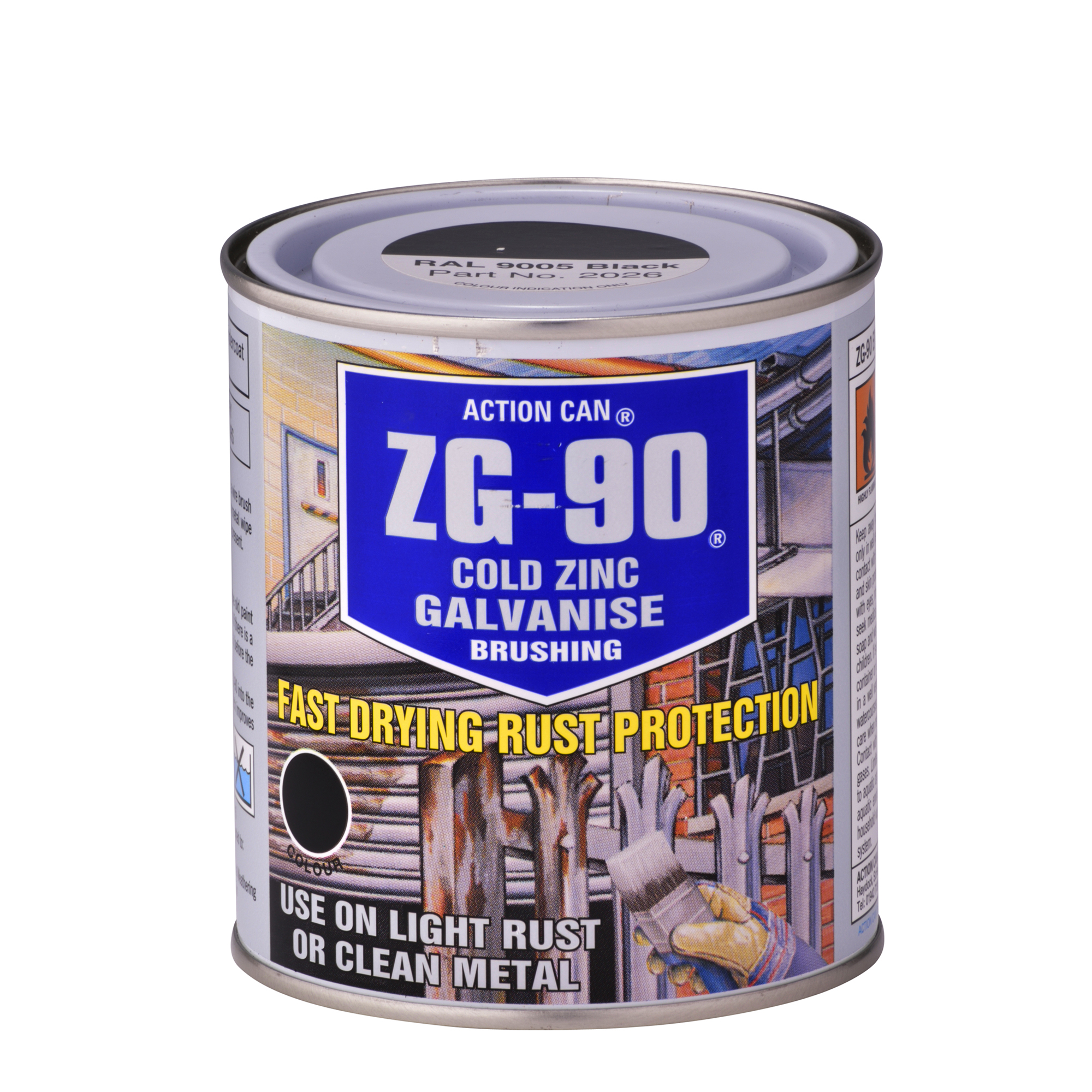 ACTION CAN ZG-90 900 ML - BRUSHING GALV PAINT BLACK